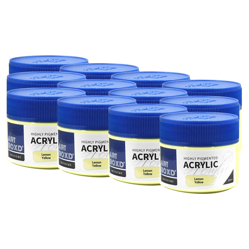 12PK Art Boxd 100ml Premium Acrylic Artists Paint - Yellow
