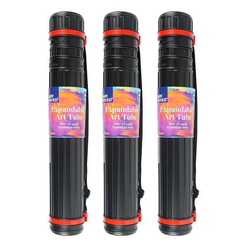 3PK Art Boxd 44.5cm Expandable Poster/Art Tube - Black