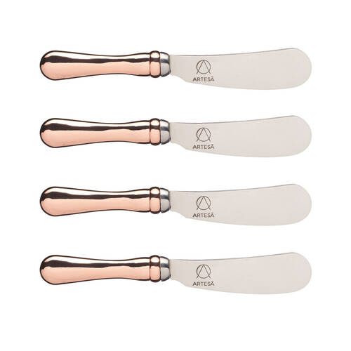 4PK Artesa Stainless Steel Butter/Soft Cheese Knife Set Rose Gold Handle
