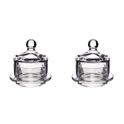 2PK Artesa Mini Glass Serving Cloche for Butter Spreads Soft Cheese 9x9.5cm