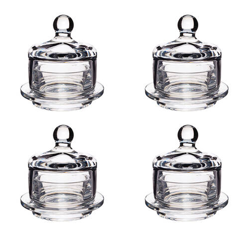 4PK Artesa Mini Glass Serving Cloche for Butter Spreads Soft Cheese 9x9.5cm
