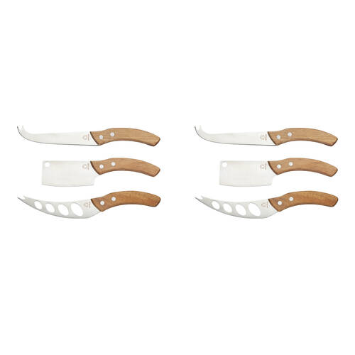 2x 3PK Artesa Stainless Steel Cheese Knife Set Dinner/Entertaining Wooden Handle