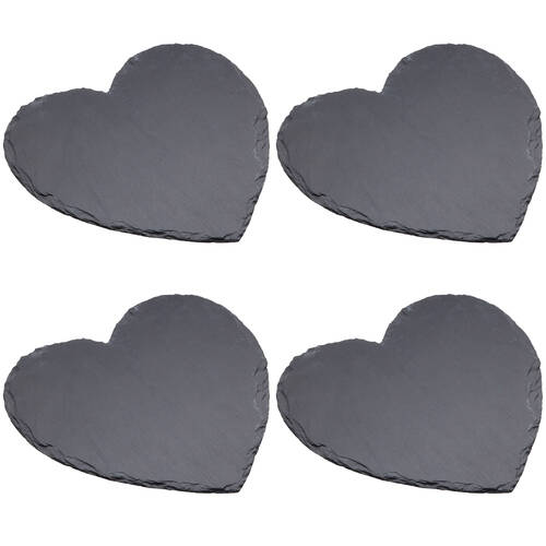 4PK Artesa Rustic Slate Heart Shaped Serving Platter/Tray Charcuterie/Entree