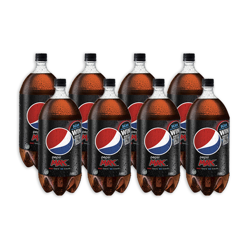 8pc Pepsi Max Cola Flavoured Zero Sugar Soft Drink Bottles 2L