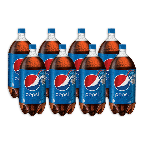 8pc Pepsi Cola Flavoured Soft Drink Bottles Sparkling 2L