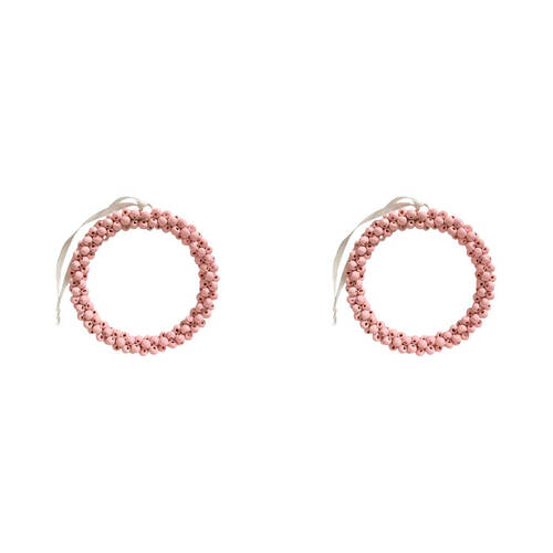 2PK LVD Wreath Hanger Wooden Hanging Ornament Decor Pink 14cm