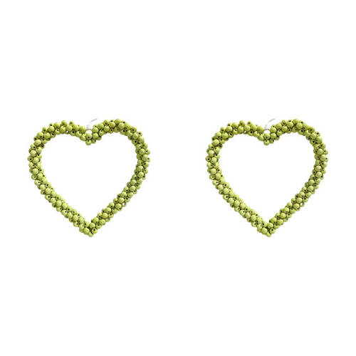 2PK LVD Bead Heart Hanger Wooden Hanging Ornament Decor Green 17cm