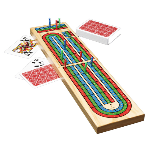 12pc Classic Games Solid Wood Cribbage Card/Peg/Board Game Set 3+