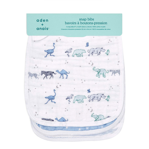 3PK Aden Anais Rising Star 30.5cm Classic Baby Snap Bibs