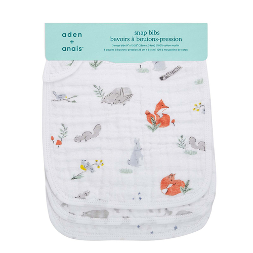 3PK Aden Anais Naturally 57cm Classic Cotton Baby Snap Bib