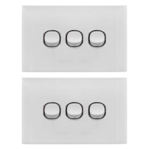 2PK Doss Acrylic Wall Plate 3 Gang Light Switch