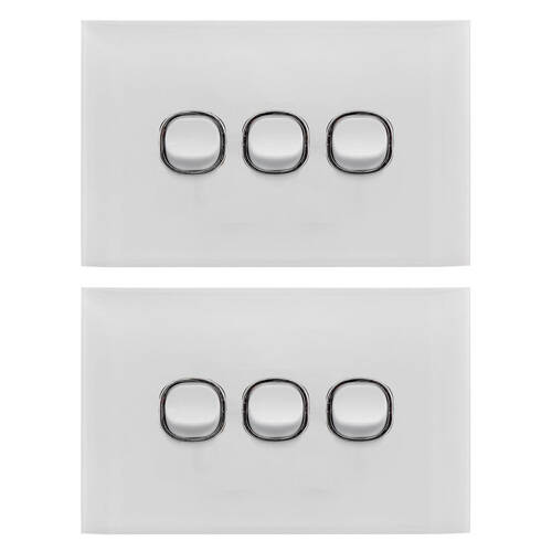 2PK Doss Acrylic Wall Plate 3 Gang Light Switch