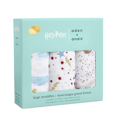 3PK Aden Anais 120x120cm Classic Harry Potter Foil Baby Swaddle Blanket