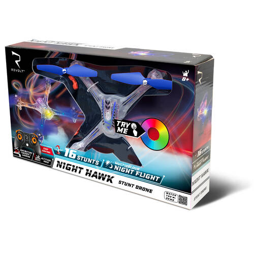 Revolt Remote Control Night Hawk Stunt LED Drone 20x35cm 8y+