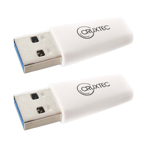 2PK Cruxtec Portable USB 3.0 USB-A Male to USB Type-C Female Adapter - White