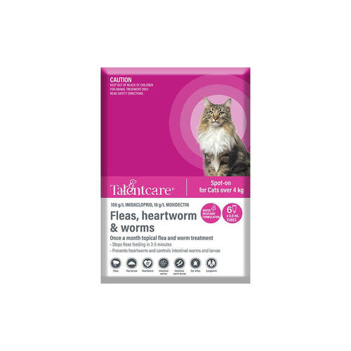 6pc Talentcare Pet Spot-on Worm Treatment For Kitten/Cats Over 4kg