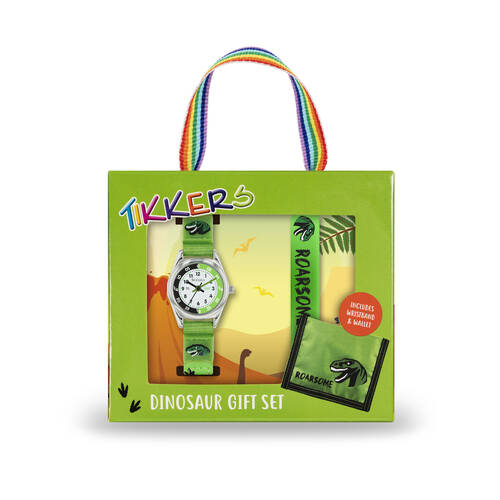 Tikkers Time Dinosaur Watch with Straps, Bracelet & Wallet Gift Set - Green