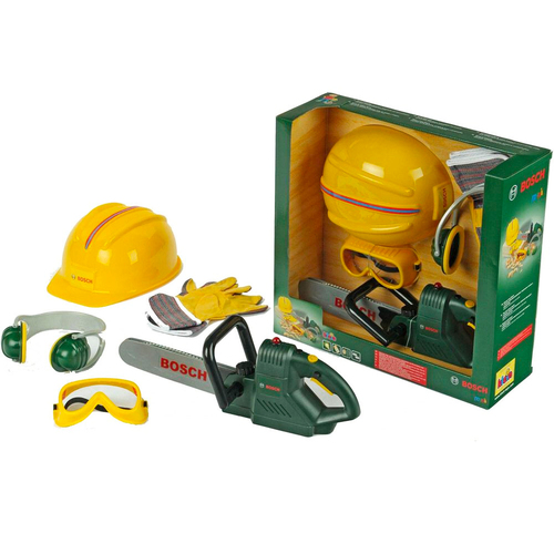 5pc Bosch Chainsaw, Helmet & Accessories Toy Set 3+