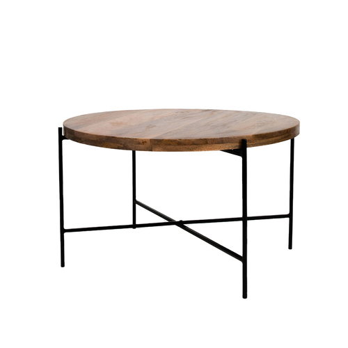 Rayell 68cm Timber Top/Metal Stand Modernist Coffee Table- Natural/Black