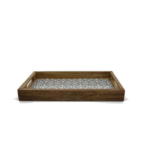 Rayell 32cm Timber Tray Mosaic Food Serving - Brown