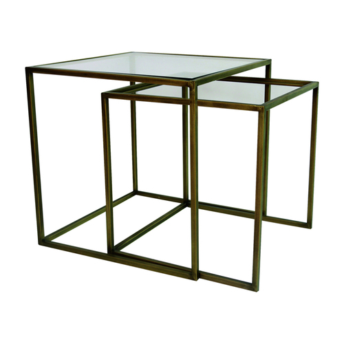 2pc Maine & Crawford Carter Minimal Metal Side Table Set - Gold