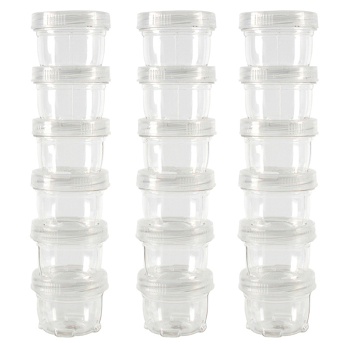3x 6pc Urban Kitchen 45ml Plastic Containers Twist Stackable - Clear
