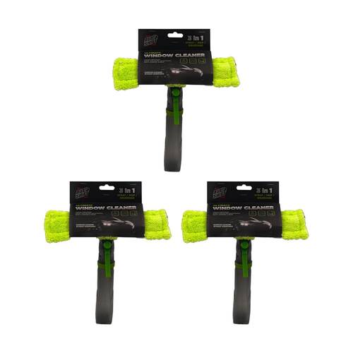 3PK AutoShift Ultimate Window Cleaner 3-in-1 Spray Mop Squeegee Car Clean 25cm