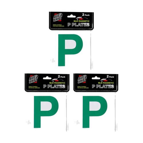 3x 2PK AutoShift QLD/SA Magnetic Green Probationary Licence Plate/Signs 15cm