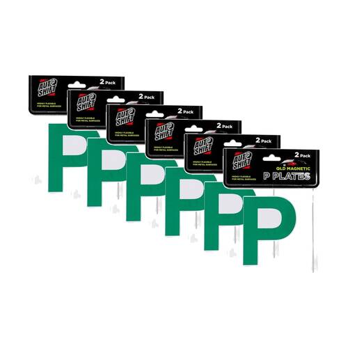 6x 2PK AutoShift QLD/SA Magnetic Green Probationary Licence Plate/Signs 15cm