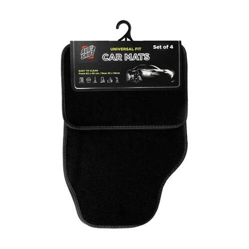 4pc AutoShift Universal Fit Car Floormats Front & Rear Seats Black Carpet