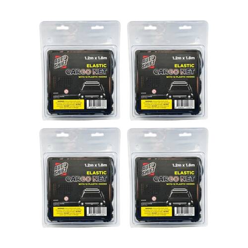 4PK AutoShift Elastic Cargo Net w/12 Hooks Car Organisation Accessory 1.2x1.8m