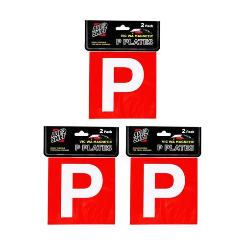3x 2PK AutoShift VIC/WA Magnetic Red Probationary Licence Plate/Signs 15cm