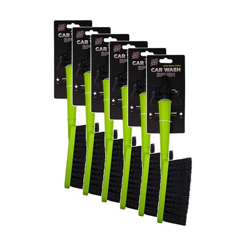 6PK AutoShift Car Cleaning Brush w/Integrated Hose Valve & Long Curved Handle