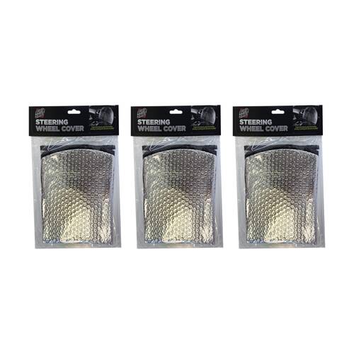 3PK AutoShift Heat Reflective Steering Wheel Cover Sun & Fade Protection 44cm