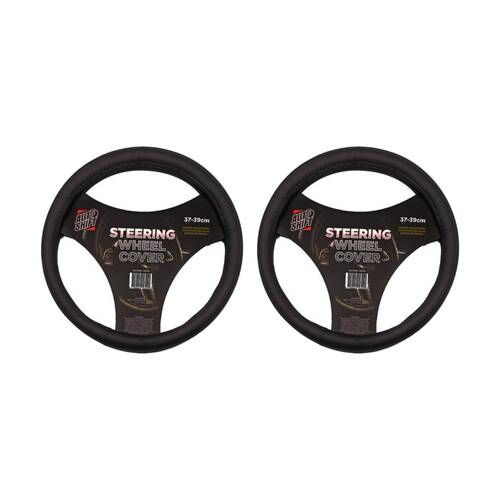 2PK AutoShift Steering Wheel Cover Universal Textured Grip 37-39cm Diameter