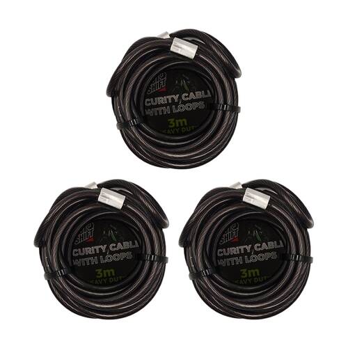 3PK AutoShift Security Cable with Loops High Strength Cut Resistant Accessory 3m