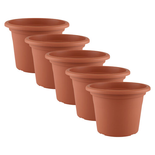 5PK Artevasi Cilindro Plastic Indoor/Outdoor Garden Pot 20x14cm Terracotta