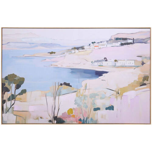 LVD Pinewood Framed Canvas Wall Art Decoration 90x140cm Coastline