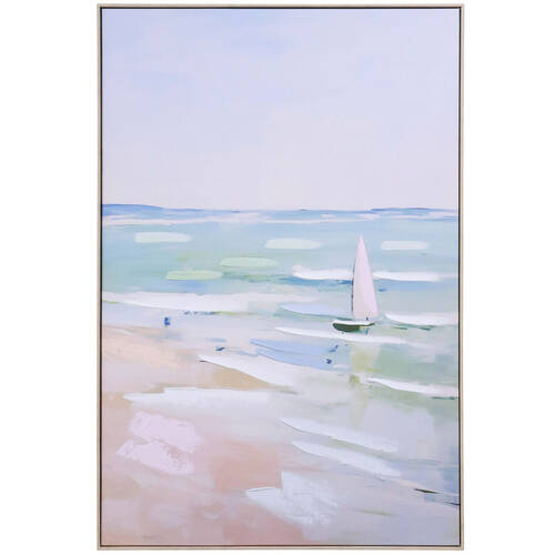 LVD Pinewood Framed Canvas Wall Art Decoration 80x120cm Set Sail Pastel