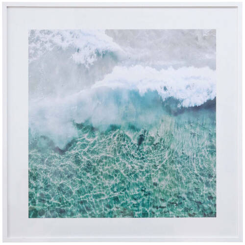 LVD Wooden Coastal Framed Print Wall Art Decor 100x100cm Burgess Beach