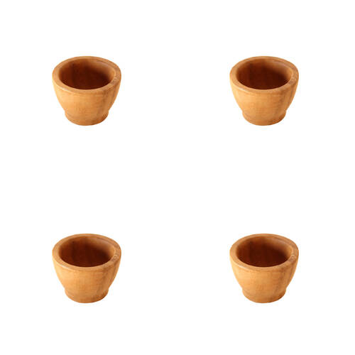 4PK Darlin Acacia Wood Round Egg Cup Holder Heat Resistance 5x3cm Brown
