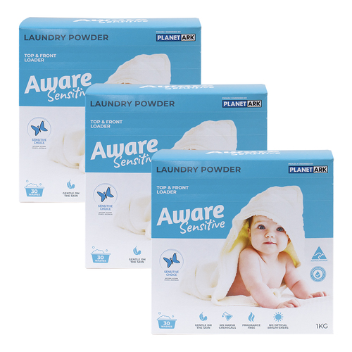 3 x Aware Sensitive 1kg Laundry Powder Clothes Cleaning 
