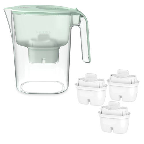 Philips 4L Water Jug w/ Micro X-Clean Filter XXL & 3pc Filter Cartridge Green