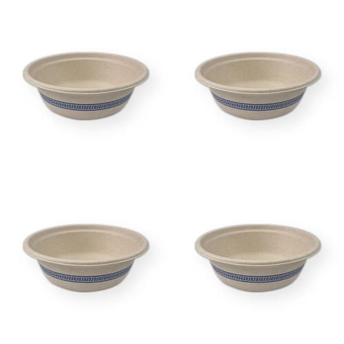 4x 60pc EcoSouLife Disposable Harvest Art Series Bowl 500ml - Blue