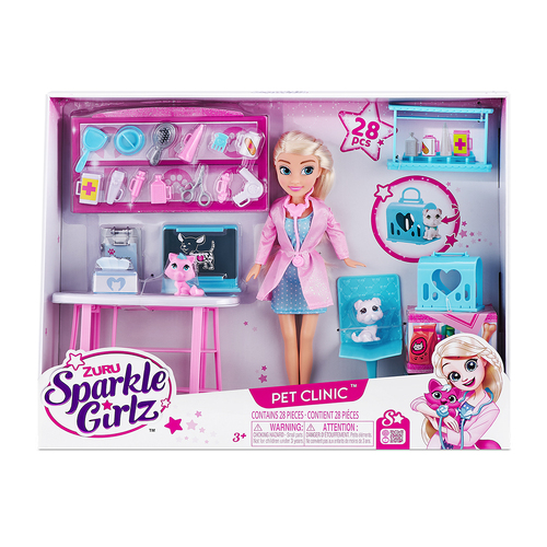 28pc Zuru Sparkle Girlz Pet Clinic Deluxe Playset Kids Toy 3+
