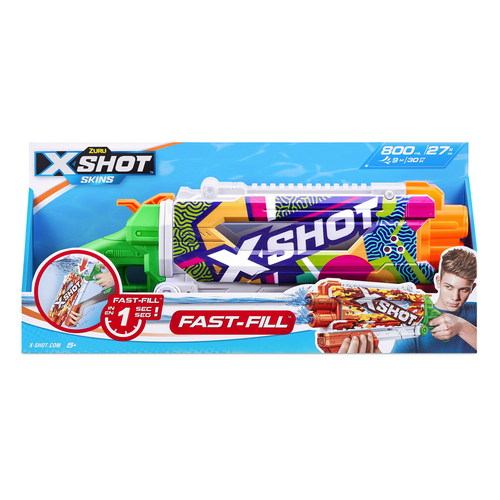Zuru X-SHOT Fast Fill Skins Water Gun Pump Action Assorted 5+