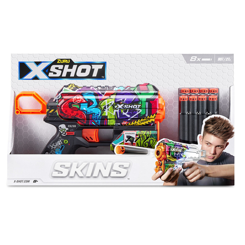 Zuru X-SHOT Skins Flux Blaster Toy Gun w/8 Darts Assorted 8+