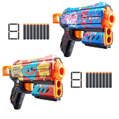 2PK Zuru Xshot Skins Poppy Playtime Flux w/ 8-Darts Kids Outdoor Toy 8+