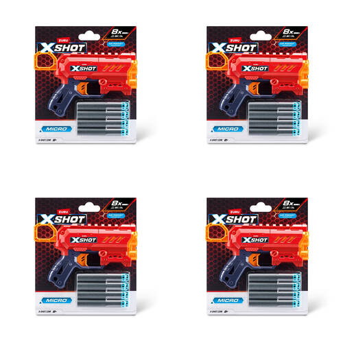 4PK Zuru Xshot Excel Micro 2.0 Toy Gun w/ 8-Darts Assorted 8y+