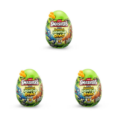 3PK Zuru Smashers Jurassic Light-Up Nano Egg Action Figure Toy Assorted 3y+